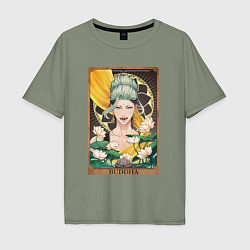 Футболка оверсайз мужская The Buddha Tarot Card, цвет: авокадо