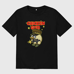 Футболка оверсайз мужская Chicken Gun - игра, цвет: черный