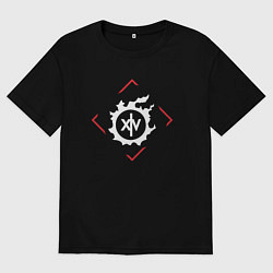 Мужская футболка оверсайз Символ Final Fantasy в красном ромбе