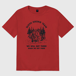 Мужская футболка оверсайз Поход ленивый с ленивцем