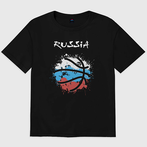 Мужская футболка оверсайз Russia basketball / Черный – фото 1