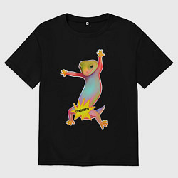 Мужская футболка оверсайз Веселая ящерица цензура