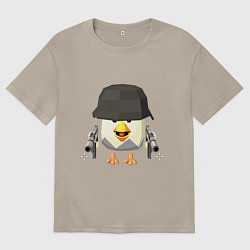 Футболка оверсайз мужская Chicken Gun в каске, цвет: миндальный