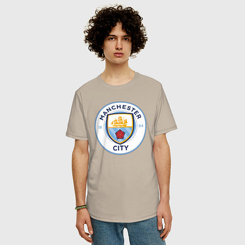 Мужская футболка оверсайз Manchester City FC / Миндальный – фото 3