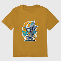 Футболка оверсайз мужская Маленький инопланетянин, цвет: горчичный