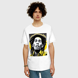 Футболка оверсайз мужская Bob Marley Digital Art, цвет: белый — фото 2