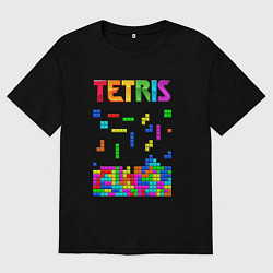 Футболка оверсайз мужская Фильм Тетрис логотип, цвет: черный