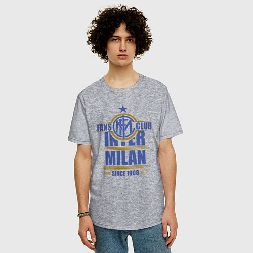 Мужская футболка оверсайз Inter Milan fans club / Меланж – фото 3