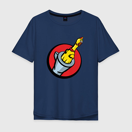 Мужская футболка оверсайз Chicken gun логотип / Тёмно-синий – фото 1