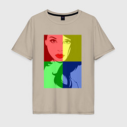 Мужская футболка оверсайз Девушка в цветном окне