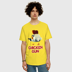 Футболка оверсайз мужская Chicken Gun chick, цвет: желтый — фото 2