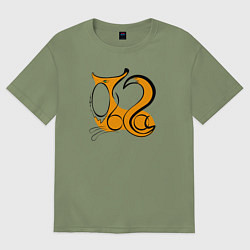 Футболка оверсайз мужская Лиса Ольга макси, цвет: авокадо