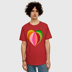 Футболка оверсайз мужская Цветное сердечко, цвет: красный — фото 2