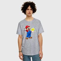 Футболка оверсайз мужская Марио держит звезду, цвет: меланж — фото 2