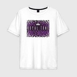 Мужская футболка оверсайз Фиолетовый леопард с короной