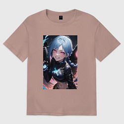 Футболка оверсайз мужская Arcane League Of Legends JINX anime, цвет: пыльно-розовый