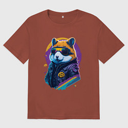 Мужская футболка оверсайз Крипто хомяк