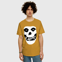 Футболка оверсайз мужская Череп misfits, цвет: горчичный — фото 2