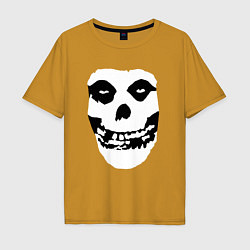 Футболка оверсайз мужская Череп misfits, цвет: горчичный