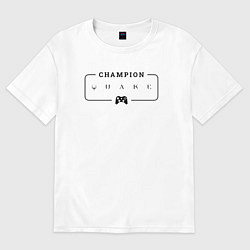 Футболка оверсайз мужская Quake gaming champion: рамка с лого и джойстиком, цвет: белый