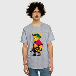 Футболка оверсайз мужская Bart Simpson samurai - neural network, цвет: меланж — фото 2