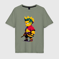 Мужская футболка оверсайз Bart Simpson samurai - neural network