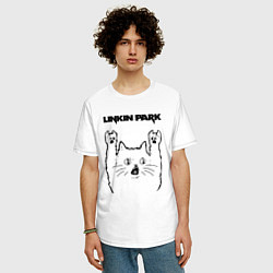 Футболка оверсайз мужская Linkin Park - rock cat, цвет: белый — фото 2
