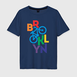 Футболка оверсайз мужская Brooklyn bike, цвет: тёмно-синий