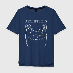 Футболка оверсайз мужская Architects rock cat, цвет: тёмно-синий