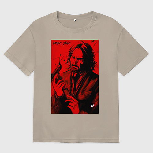 Мужская футболка оверсайз John Wick Baba Yaga art / Миндальный – фото 1