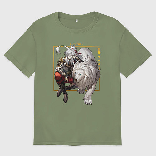 Мужская футболка оверсайз Jing Honkai / Авокадо – фото 1