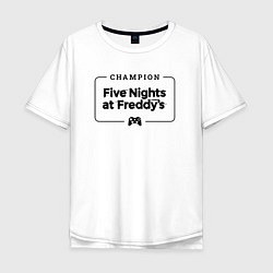 Мужская футболка оверсайз FNAF gaming champion: рамка с лого и джойстиком