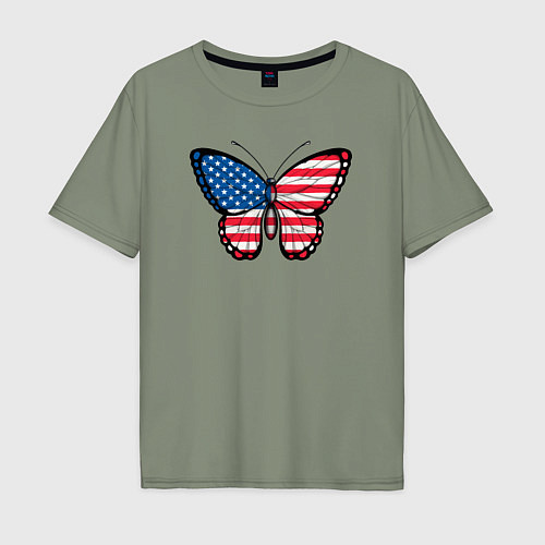 Мужская футболка оверсайз США бабочка / Авокадо – фото 1