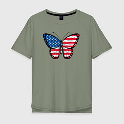Мужская футболка оверсайз США бабочка