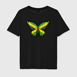Футболка оверсайз мужская Ямайка бабочка, цвет: черный