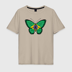 Футболка оверсайз мужская Бразилия бабочка, цвет: миндальный