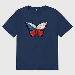 Футболка оверсайз мужская Чехия бабочка, цвет: тёмно-синий