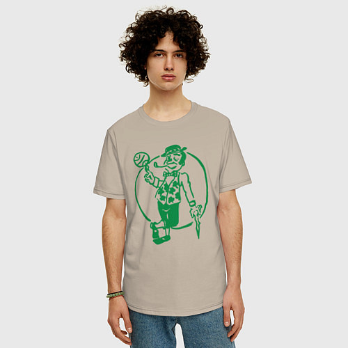 Мужская футболка оверсайз Celtics man / Миндальный – фото 3
