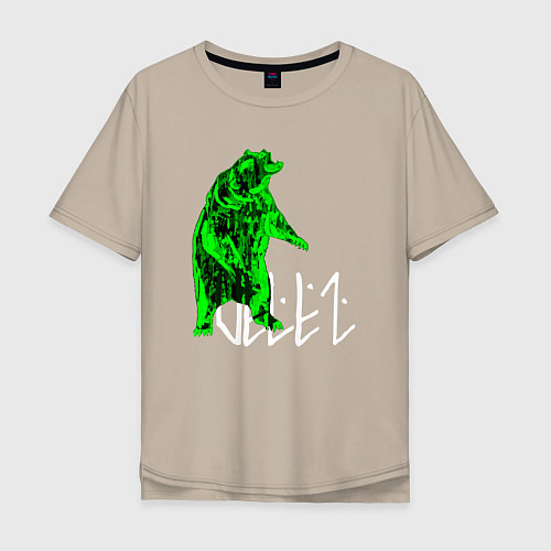 Мужская футболка оверсайз Славянский Veles - медведь / Миндальный – фото 1