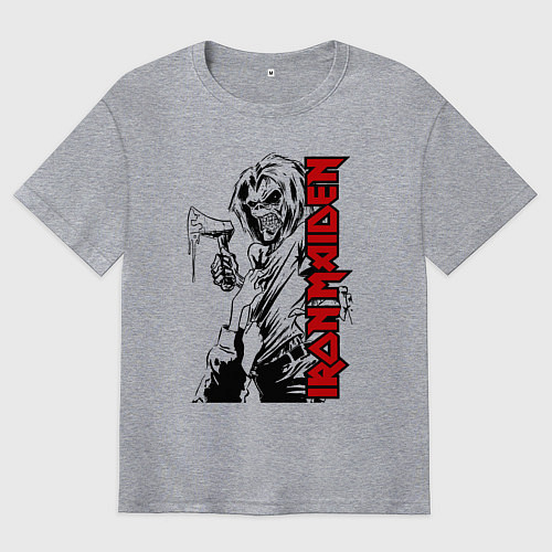 Мужская футболка оверсайз Iron maiden fans / Меланж – фото 1