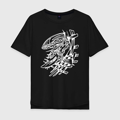 Мужская футболка оверсайз Белый осётр / Черный – фото 1