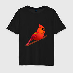 Мужская футболка оверсайз Птица красный кардинал
