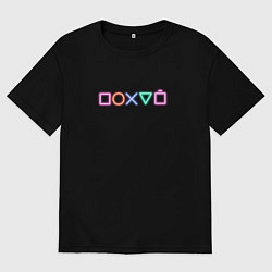 Футболка оверсайз мужская По*уй - неон, цвет: черный