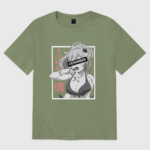 Мужская футболка оверсайз Девушка аниме и чупа-чупс / Авокадо – фото 1