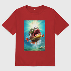 Футболка оверсайз мужская Мультяшный карп, цвет: красный