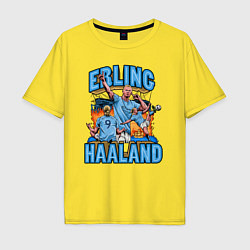 Футболка оверсайз мужская Эрлинг Холанд Манчестер Сити 9, цвет: желтый