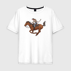 Футболка оверсайз мужская Гонка на лошадке, цвет: белый