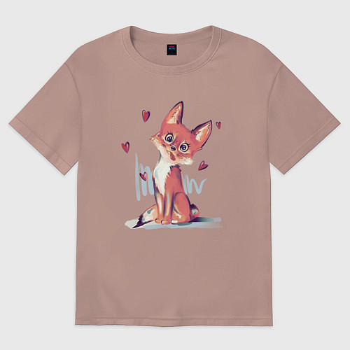 Мужская футболка оверсайз Лис кривляется / Пыльно-розовый – фото 1