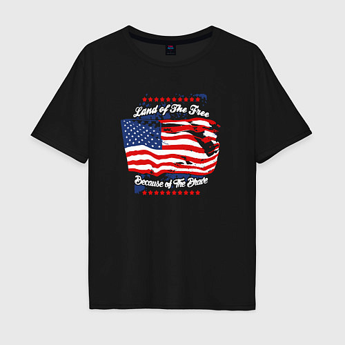 Мужская футболка оверсайз Земля свободных / Черный – фото 1