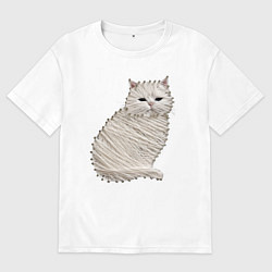 Мужская футболка оверсайз Вышивка Кот